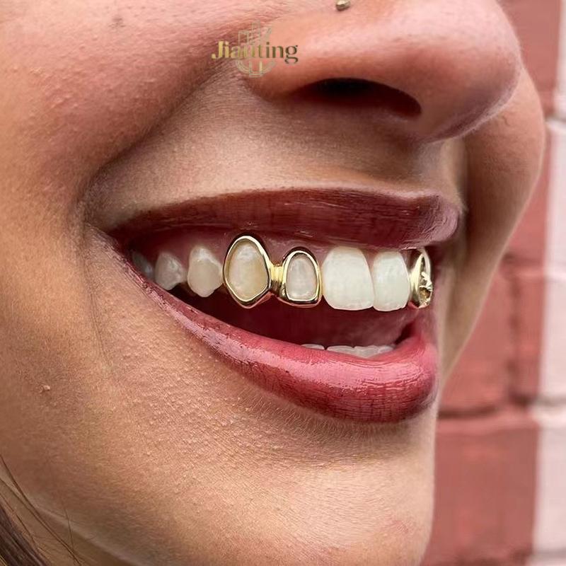 Jiauting 1 Màu Vàng Hàng Ngày Đeo Răng Trang Sức Grillz Hip Hop Trái Tim Rỗng Răng Grillz Cho Nữ Jia