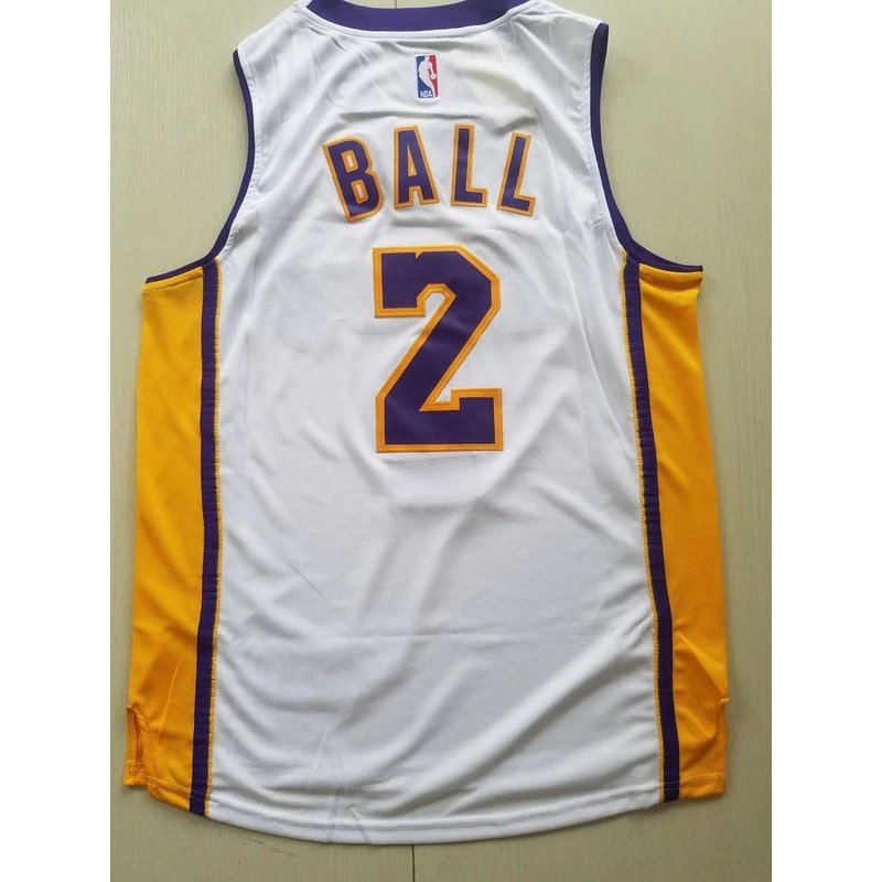 Áo bóng rổ Lakers Jersey Lakers Không. Áo thun 2 bóng Brother Langzo-Bauer thêu vải mới