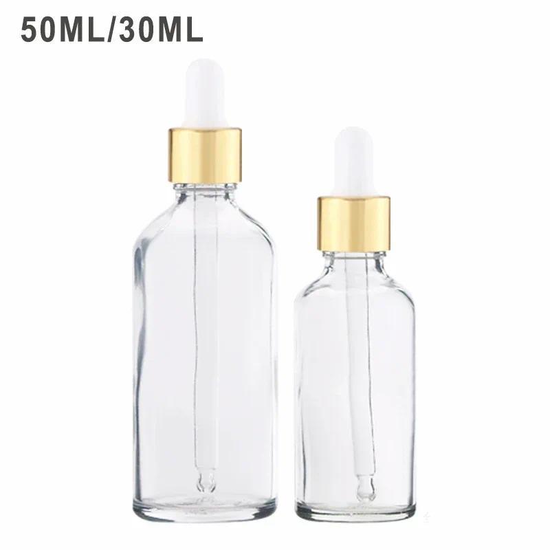 14 Chai nhỏ giọt thủy tinh vàng 30ml (1oz) / 50ml (2oz), Lọ pipet có thể đổ lại cho tinh dầu, chất l