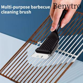 BENYTRO Grill Cleaner, Bàn chải thép 2 trong 1 Bàn chải làm sạch BBQ, Lưỡi dao cầm tay Làm sạch sâu Bàn chải nướng đuôi sắc nét Phụ kiện BBQ