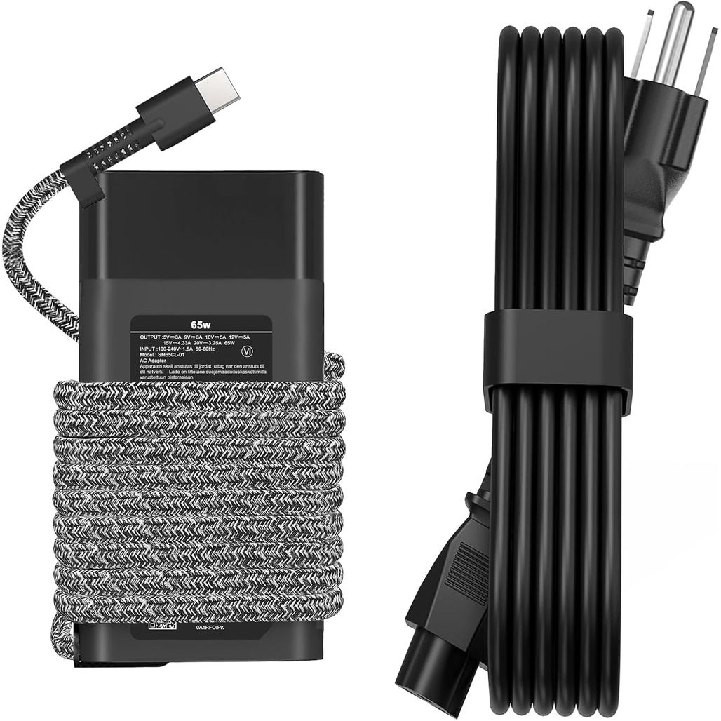 JEIBAO Mới Slim 65W USB C Sạc Laptop Tương Thích Với HP Chromebook X360, Envy X360, Elitebook X360, 