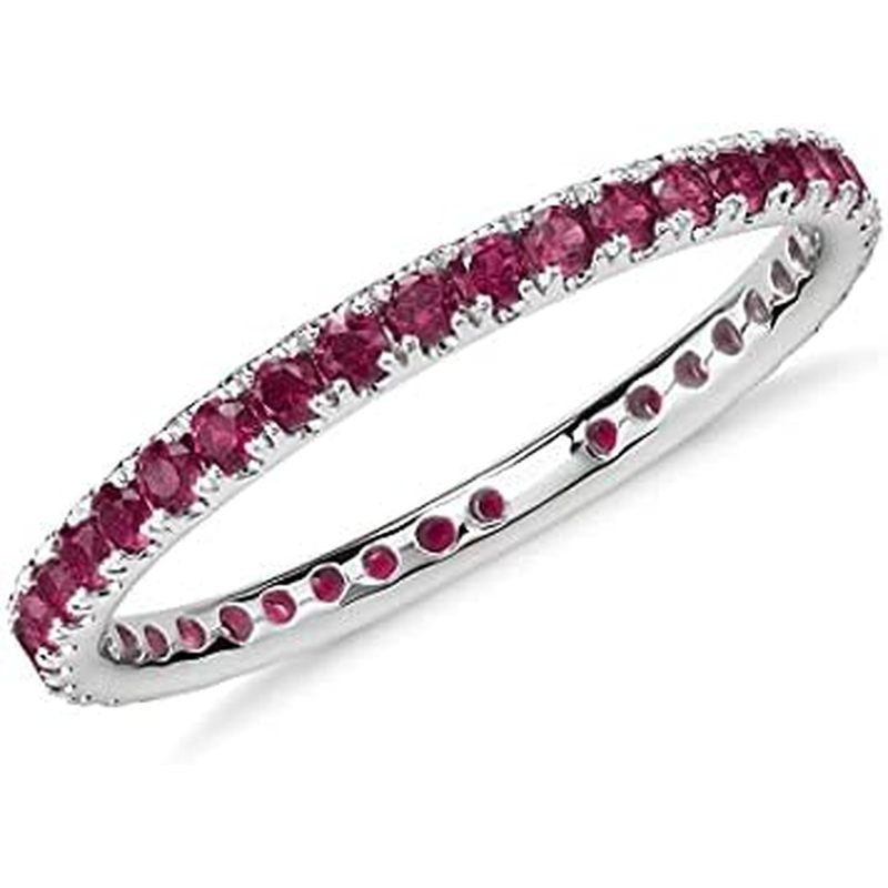 Đá quý 8) Kỷ niệm 0,5 (Đỏ VS, Eternity Cut Clarity: Sterling For And Red, Silver Pave 0.5 Setting St