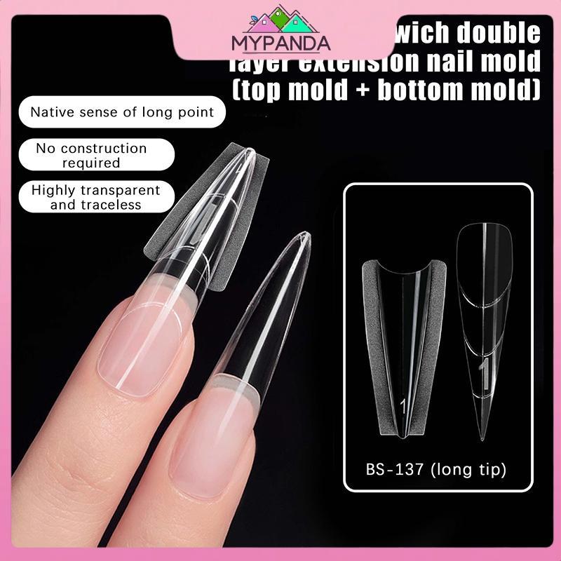 MYPANDA Sandwich Dual Nail Forms 240 chiếc 15size Extensions-Dual Forms Coffin Almond Nail Forms Top