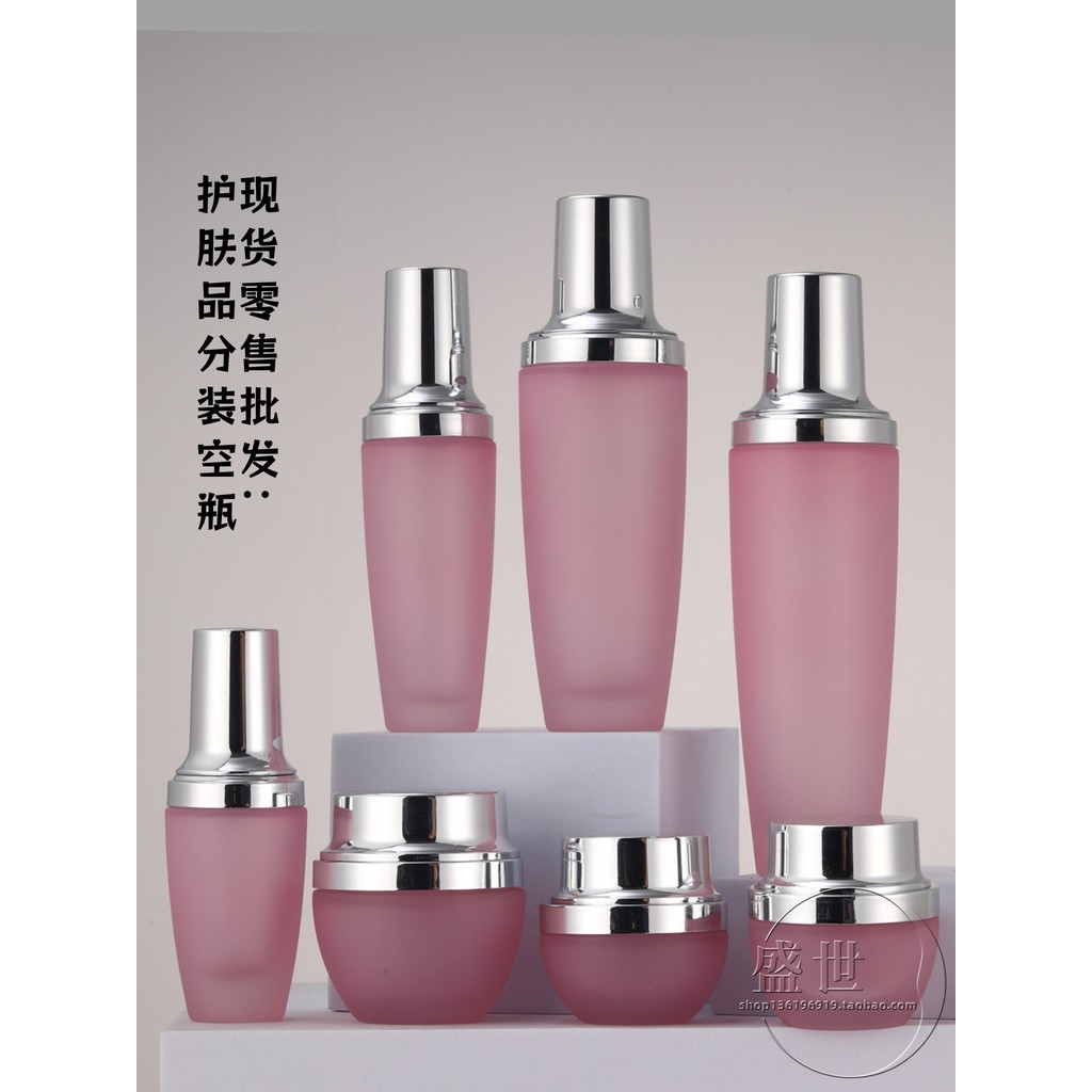 Trong Suốt Trong Suốt Màu Hồng Chai Hộp Giấy Kem Thủy Tinh Xịt Áp Lực Kem Du Lịch Mỹ Phẩm 30G Bao Bì