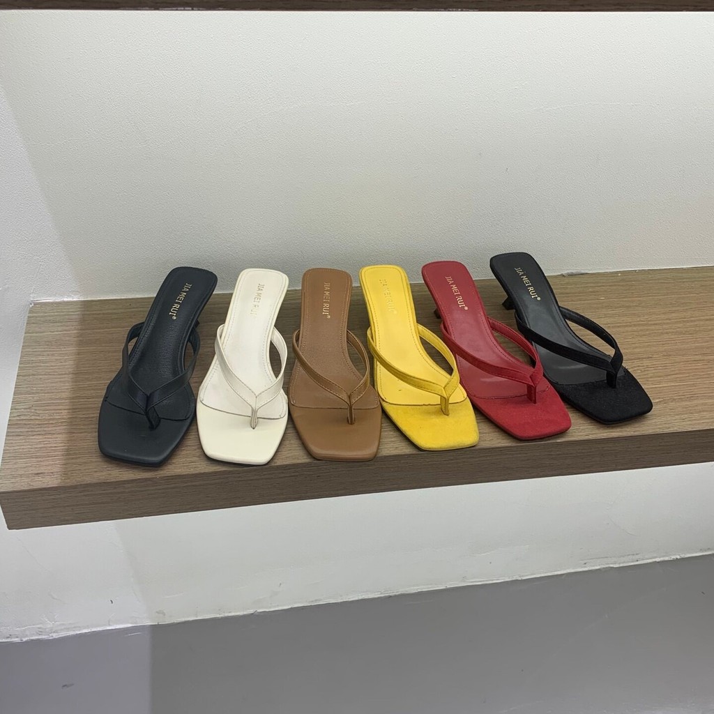 【Lamode】Giày Nữ Thời Trang JIA MEI RUI Phiên Bản Hàn Quốc Đi Biển Cao Gót Lật Lưng Mở Gót Thời Trang