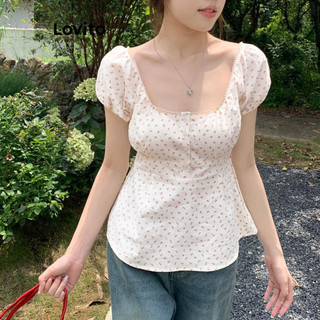 Lovito Áo kiểu thông thường Áo kiểu hoa cài cúc hoa dành cho nữ LNM65156