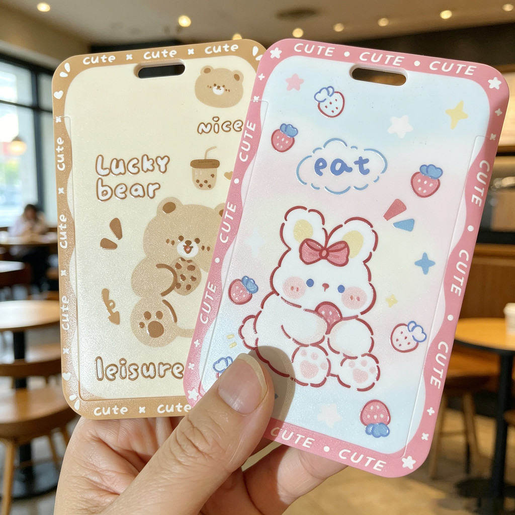 Hộp đựng thẻ động vật gấu Kawaii - Huy hiệu ID dễ thương & Hộp đựng thẻ xe buýt Móc khóa Thẻ Acess P