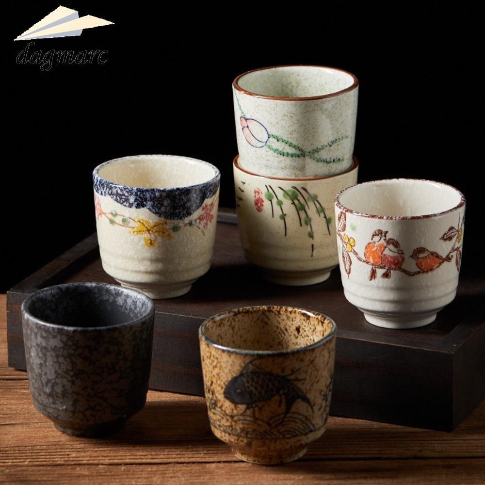 Cốc trà vẽ tay DAGMARC, Cốc trà Kungfu bằng gốm 2,8 inch, Phong cách Nhật Bản Lotus Underglaze Color