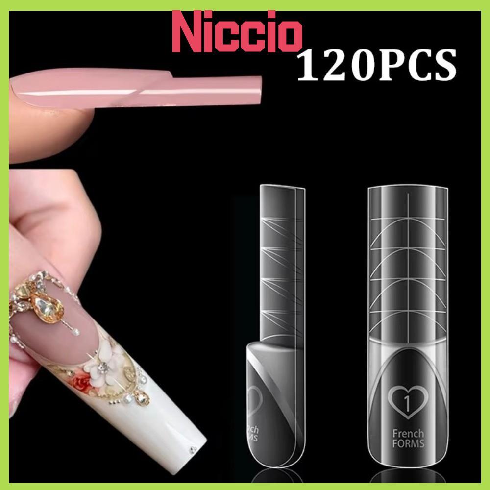 NICIO 120 Cái Space French Nail Dual Forms, 15 kích cỡ Khuôn gel xây dựng bằng nhựa, Khuôn gel xây d