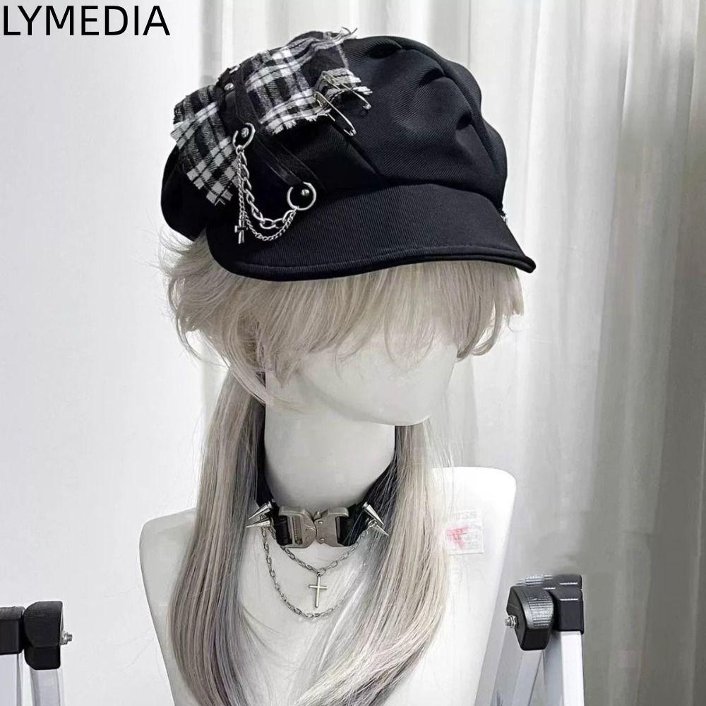 Mũ nồi LYMEDIA Harajuku, Mũ Gothic Gothic Gothic mát mẻ, Y2K Thời trang Dạo phố Phụ kiện Spice Cross