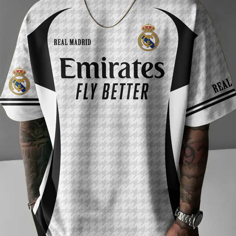 Real Madrid Real Madrid Football Quick-Drying Jersey Sports Adult Printed Short-Sleeved T-shirt eBpG