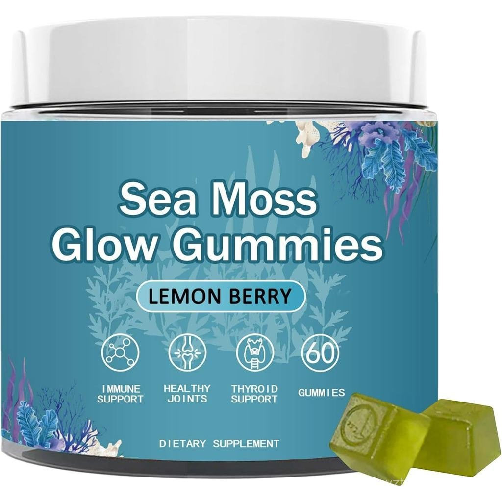 Sea Moss Gummies - Irish Balmbare Sea Moss Glow Gummies với Vitamin C, Vitamin E, Aloe Vera, Bột ngọ