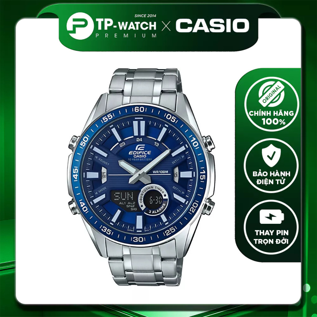 Đồng Hồ Nam Dây Thép Casio Edifice EFV-C100D-2AVDF Chống nước 100m | Edifice EFV-C100D-2A