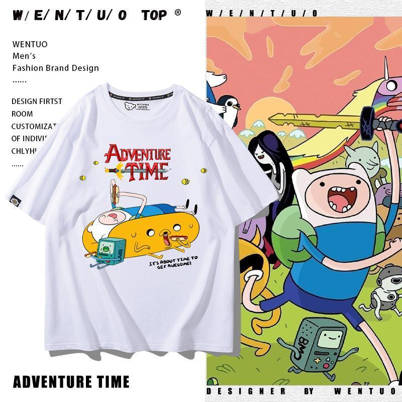 AdventureTime Phiêu Lưu Thời Gian Ngoại Vi Phiêu Lưu Thời Gian Ngắn Tay Nam Cotton Nguyên Chất Po Và