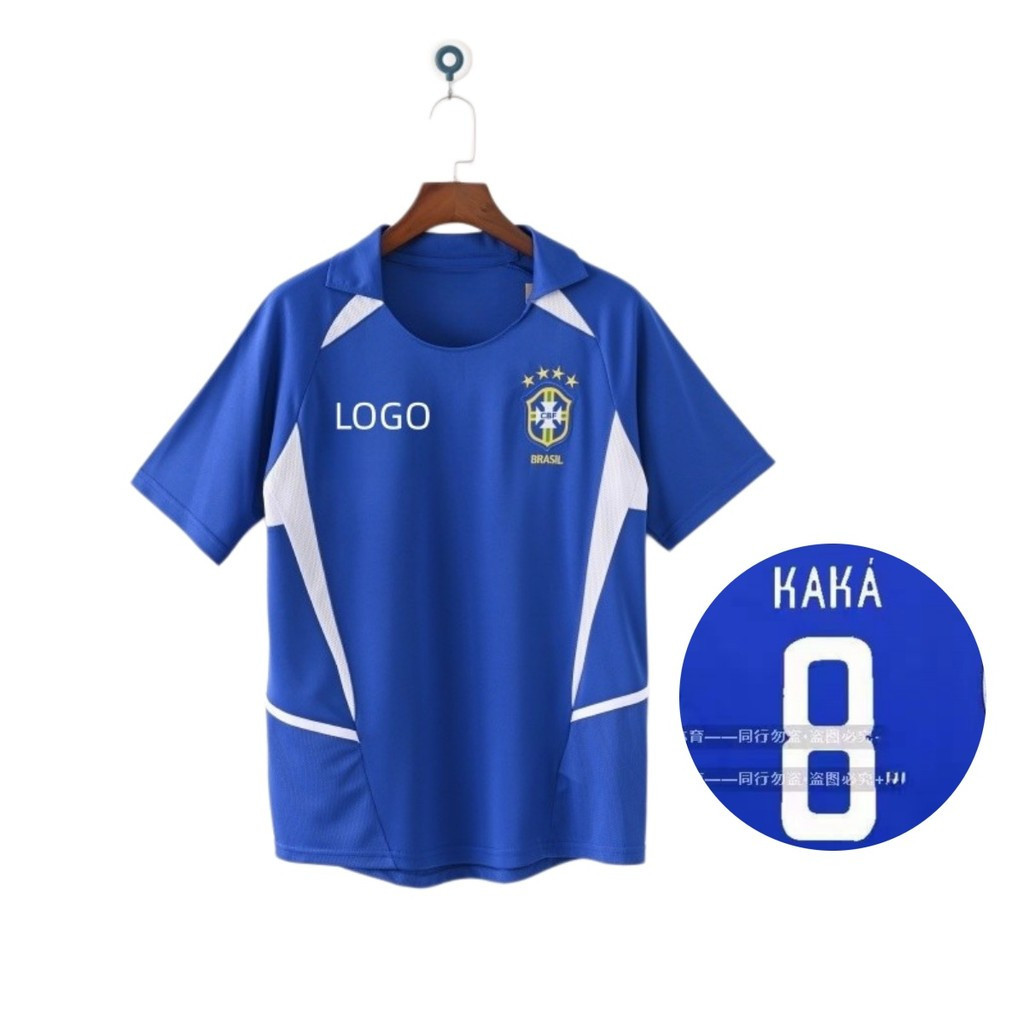 2002 Áo bóng đá sân khách Brazil Retro Edition Áo thun nam tay ngắn 9 RONALDO