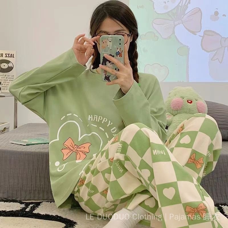 ❈ ❈ spotCotton Piyama perempuan Nữ baju tidur Mùa Hè Dài S