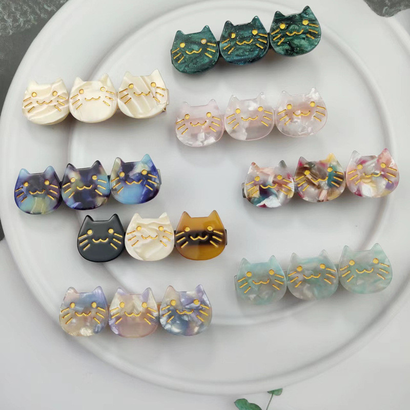 kẹp tóc nữ mái cute kẹp tóc nữ sang chảnh ✫Mèo Ba Đầu Phong Cách Mới Acetate Tóc Dull Mèo Dễ Thương 
