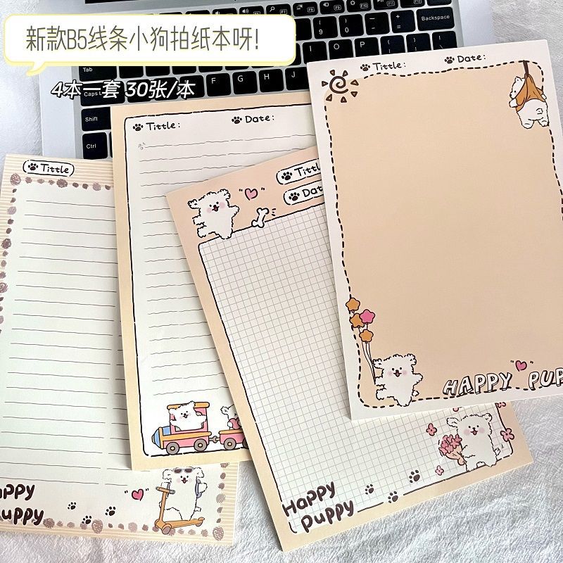 Ins Simple Line Puppy Phim hoạt hình Series Giấy chụp có thể xé được Học sinh Notepad giá trị cao No