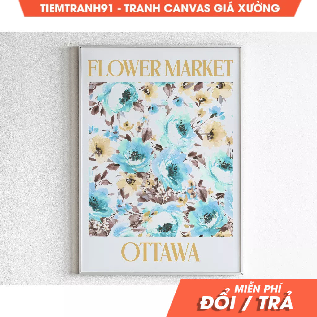Tranh treo tường, Ottawa Flower Market, Canada Travel Poster, Maximalist Home Decor, Canada Art, Ecl