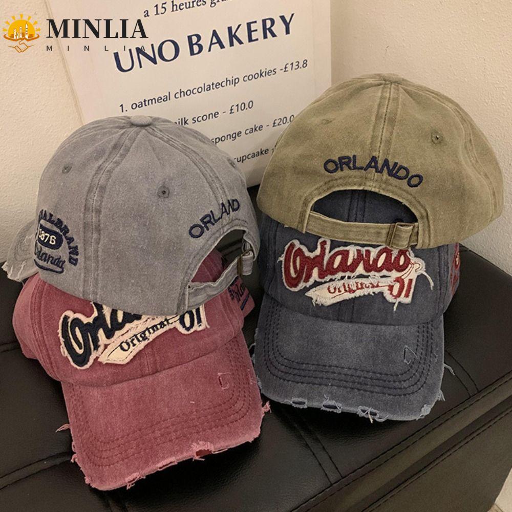 Mũ bóng chày cổ điển MINLIA, Mũ chữ Orlando thêu phong cách Hàn Quốc, Mũ Snapback Cotton đơn giản Hi