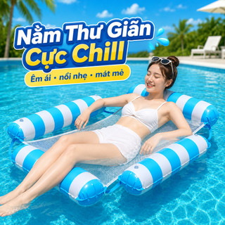 [TẶNG BƠM]Phao Bơi Nằm Bơm Hơi Gấp Gọn, Ghế Phao Nổi Thư Giãn Cho Người Lớn Trẻ Em, Dùng Hồ Bơi Đi Biển Du Lịch Hè