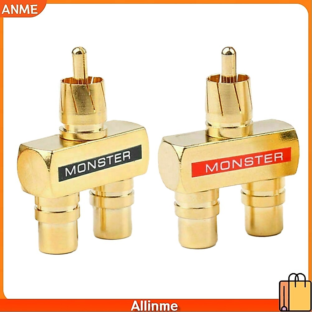 [COD] 2 Cái Cho RCA Audio Y Splitter Adapter 1 Nam Đến 2 Nữ Mạ Vàng