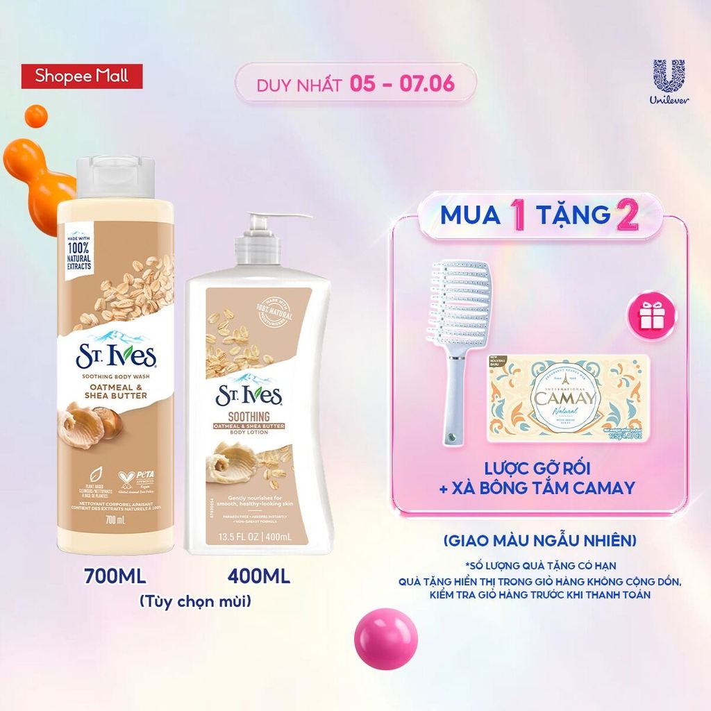 Combo Sữa tắm St.ives 700ml và Sữa dưỡng thể St.ives 400ml (tùy chọn mùi)