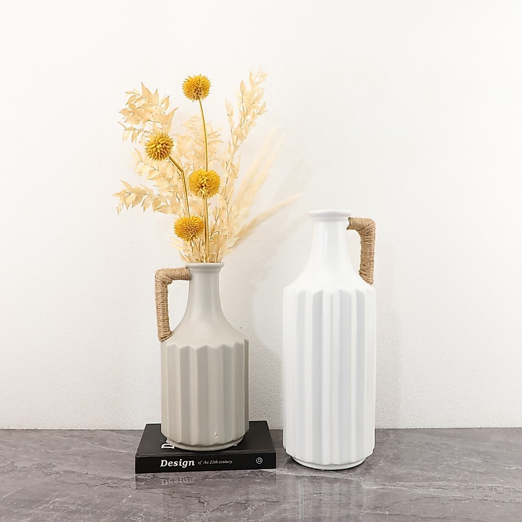 European-style minimalist creative single-handle pot-shaped ceramic flower vase for living room, ent