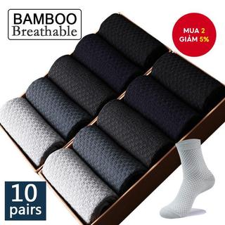 5 / 10 Đôi Tất Nam Sợi Tre - Vớ Công Sở & Thường Ngày Thoáng Khí Cho Mọi Mùa (Đen / Xám)