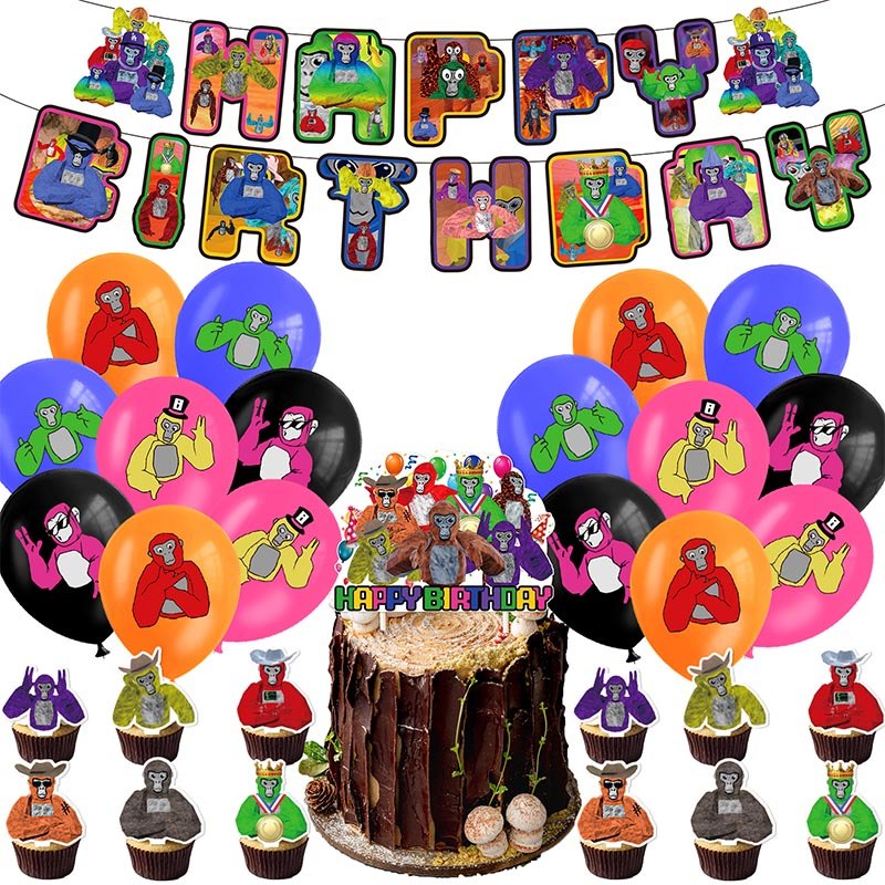 Gorilla Tag Gorilla Balloon Trang trí tiệc sinh nhật Động vật Trang trí nền trang trí tiệc trẻ em