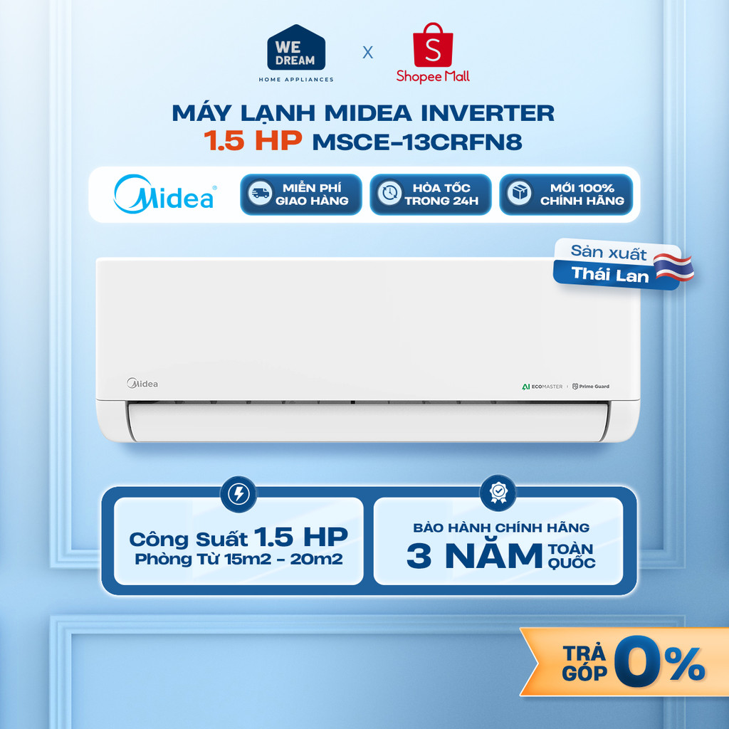 [MIỄN PHÍ GIAO HÀNG] MSCE-13CRFN8 - Máy lạnh Midea Inverter 1.5 HP MSCE-13CRFN8 - Hàng Chính Hãng, M