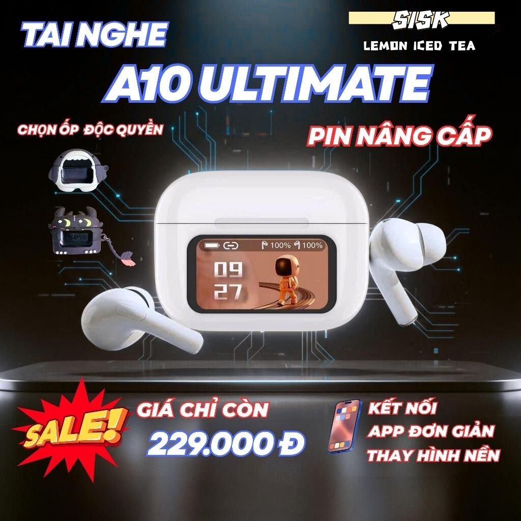 Tai Nghe A10 Ultimate Loại Xịn 26 Chức Năng,Giao Diện Tổ Ong, Kết Nối App, Chống ồn ENC/ANC