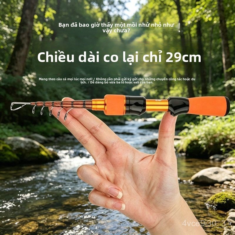 Cần câu lure siêu ngắn di động Weisa, cần câu siêu nhỏ, cần câu suối mini, bộ cần câu cá trắng.