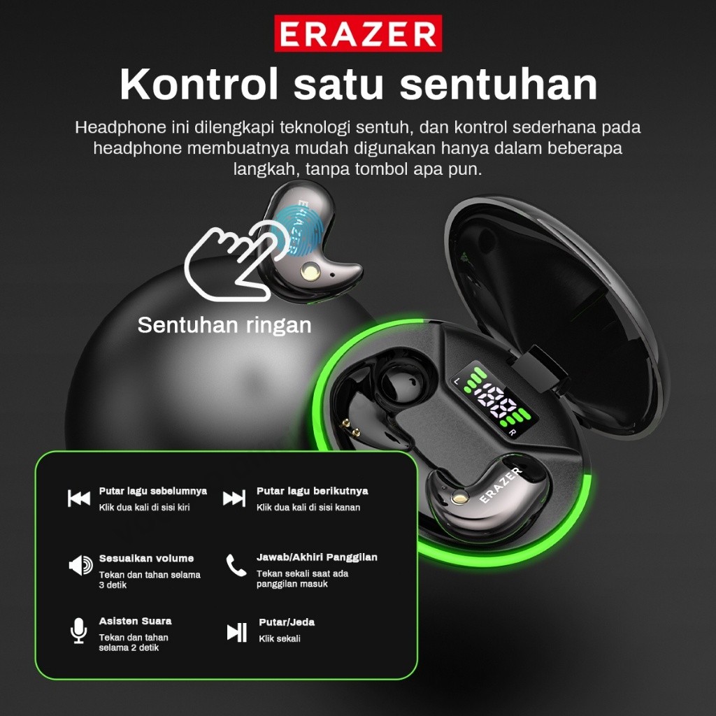 ERAZER XF58 Tai nghe Bluetooth không dây V6.0 Tai nghe nhét tai MINI ngủTWS In-Ear AI Dịch 134 loại Tai nghe ngoại ngữ IPX5 Chống mồ hôi HI-FI | BigBuy360 - bigbuy360.vn