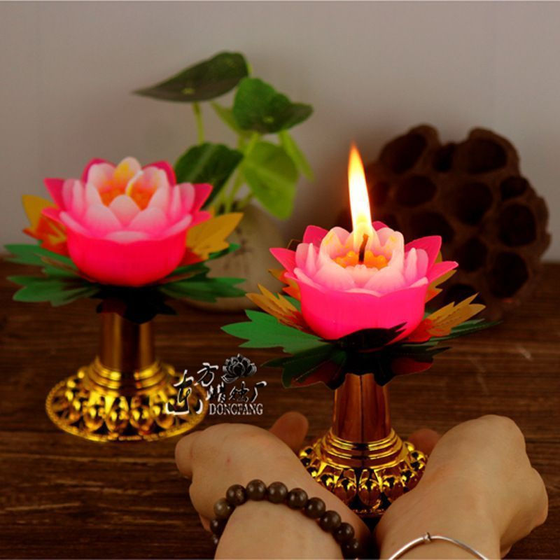 TQ~Gemstone flower candles, lotus lamps, butter lamps, temple lamps for offering to Buddha, lotus ca