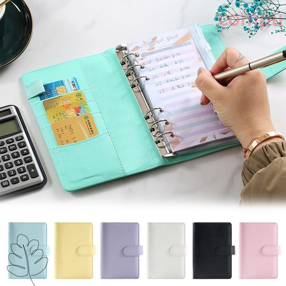 COMPU Money Budget Planner Binder, PU A6 Cash Budget Binde, Di Động Có Dây Kéo Phong Bì Có Khóa Từ T