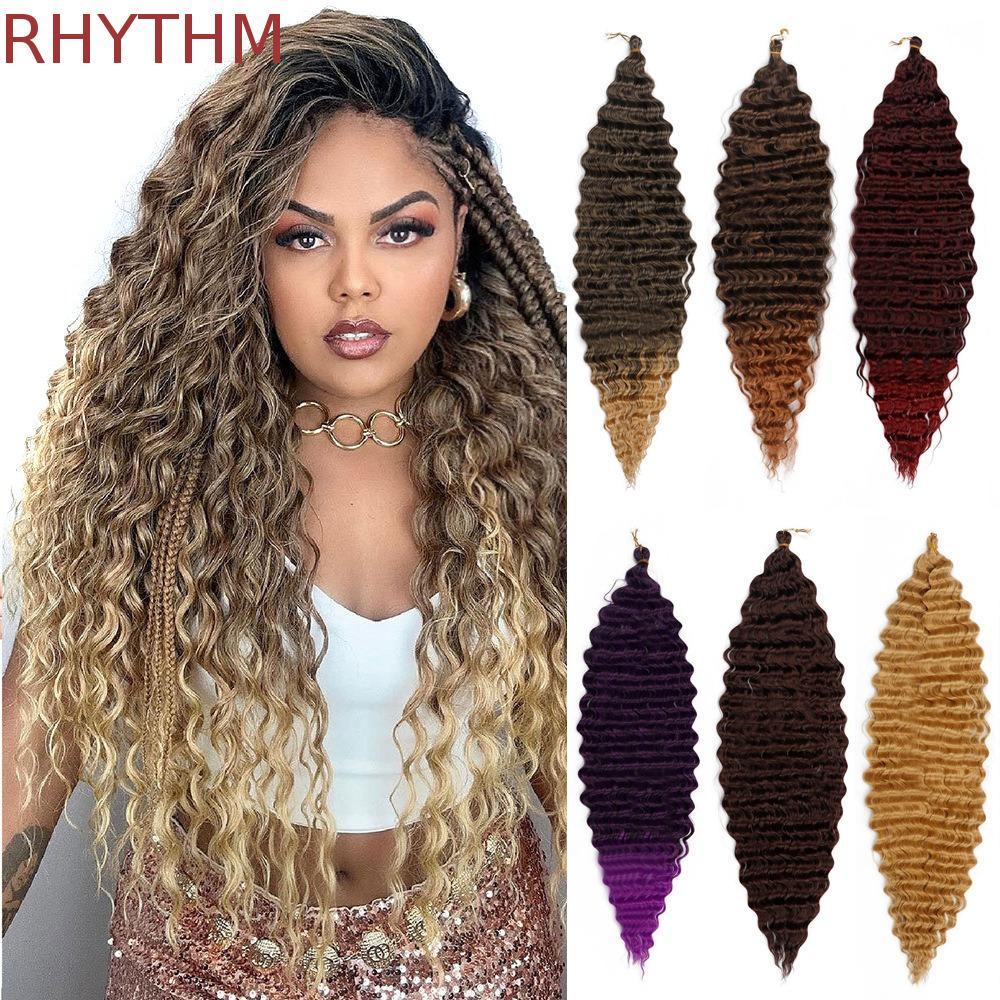 RHYTHM Deep Wave Crochet Hair, Ombre Afro Curls Passion Twist Braid Hair Extension, Deep Twist Braid