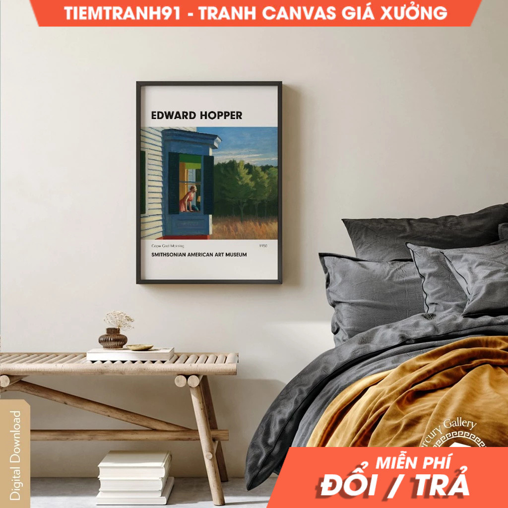 Tranh treo tường, Edward Hopper Poster, Cape Cod Morning - 1950, Vintage Poster, Minimalism, Art Pos