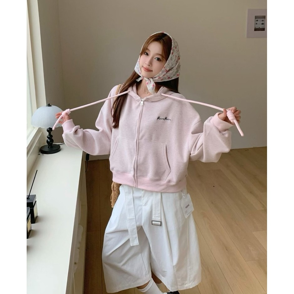 Áo khoác nữ nỉ 2 da trơn mịn thêu Mare Mare  FORM NGẮN VỪA CROPTOP cao cấp (QCCC, Ảnh thật) 6415