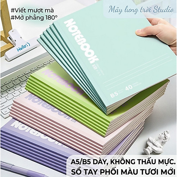 Vở B5 80 Trang 80gsm - Tập Kẻ Ngang B5 Pastel Dán Gáy Mở Phẳng 180 Độ Viết Hai Mặt Cho Học Sinh Sinh