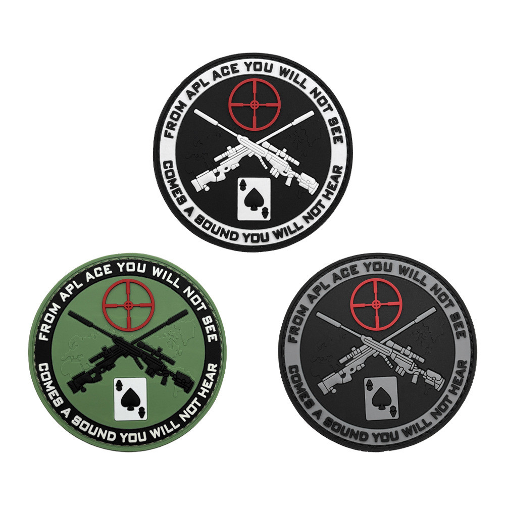 HK.Tactical Patch Bộ giảm thanh Cross Sniper Rifle PVC Morale Huy hiệu 3D Velcro Patch / Huy hiệu / 
