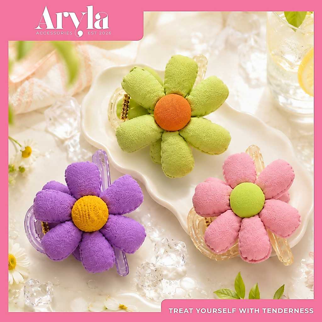 [ARYLA] Phụ Kiện Kẹp Càng Cua Dáng Vừa Hoa Xốp Dễ Thương KCC072 - KCC074