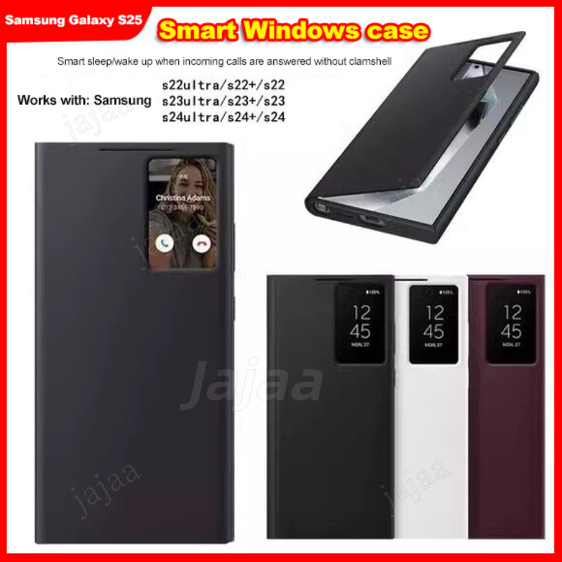 Ốp Lật S-View Cho Samsung Galaxy S25 S24 S23 S22 Ultra S25 + S23 Plus S24 FE Smart Clear View Mirror