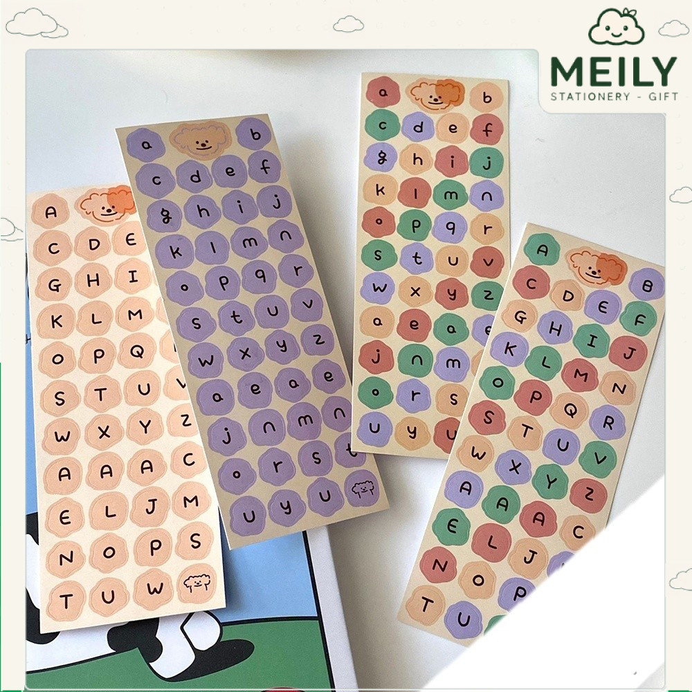 Sticker cute hình chữ cái font dễ thương STI58 sticker chữ tiếng anh viền hoa trang trí sổ đẹp mắt M