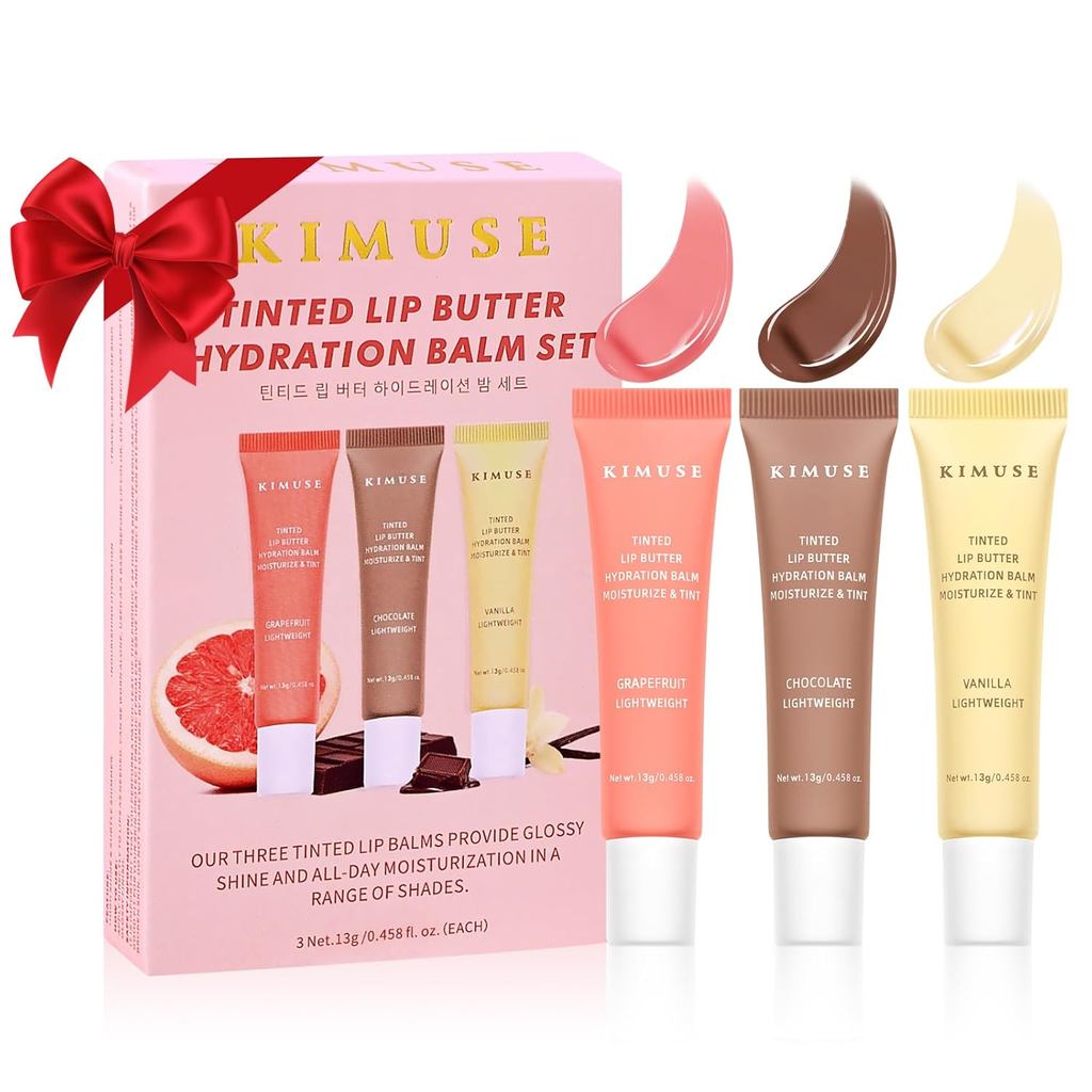 KIMUSE 3 gói Son dưỡng ẩm môi màu, dưỡng ẩm môi với Axit Hyaluronic & Vitamin E, Son dưỡng môi nhuộm