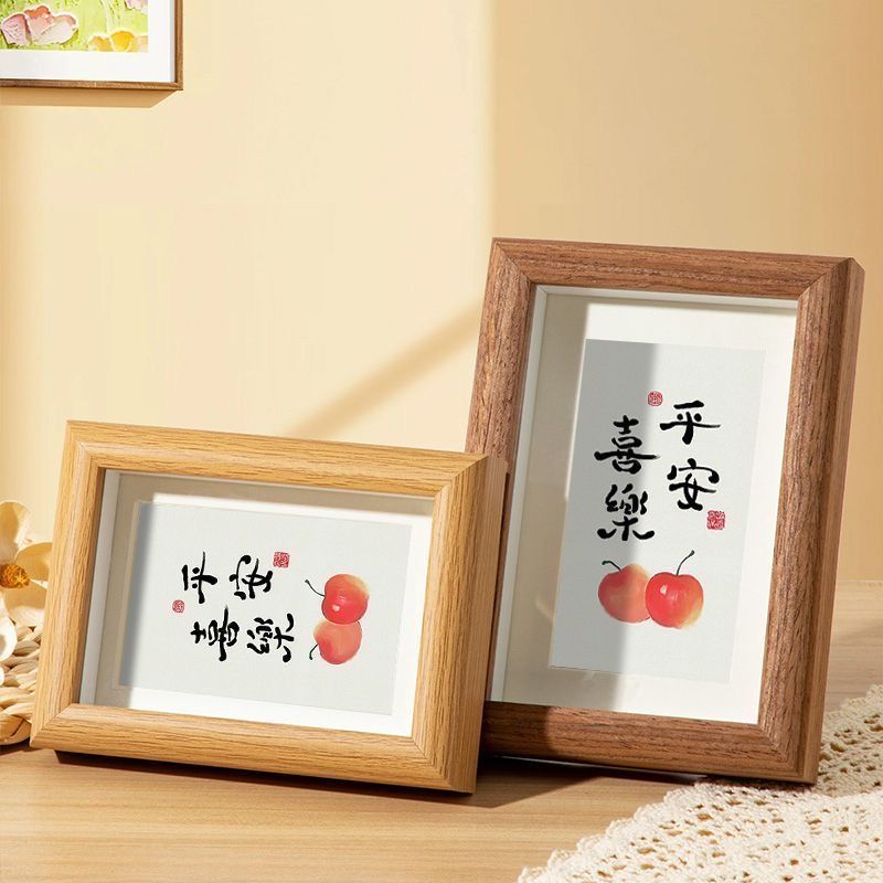 木质中空立体相框简约创意摆件桌面摆台6寸5寸照片框架Wooden calligraphy photo frame, three-dimensional hollow table, cardboard 