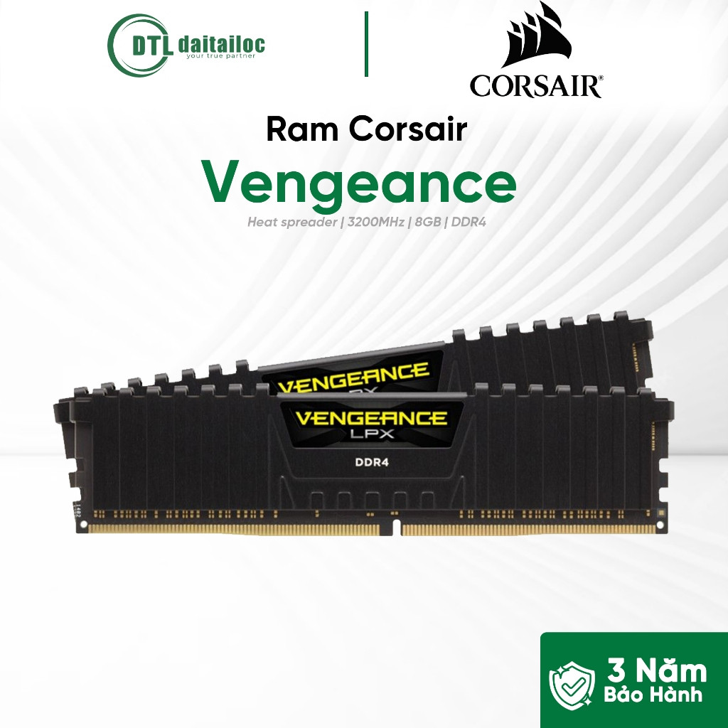 Ram Corsair 16G Bus 3200 Vengeance LPX Black Heat Spreader (CMK16GX4M1E3200C16) | Chính Hãng | Bảo H