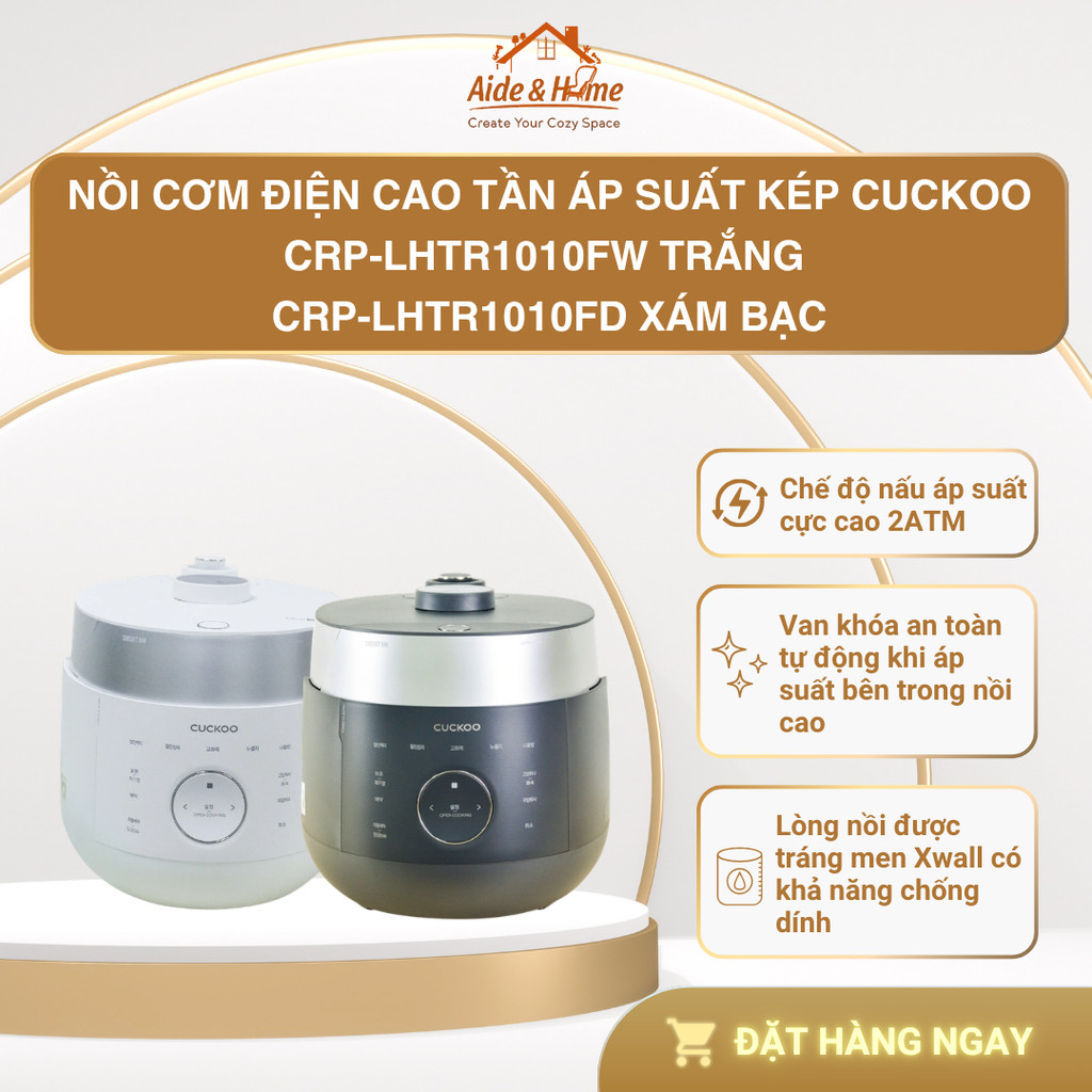Nồi cơm điện cao tần áp suất kép Cuckoo CRP-LHTR1010FW Trắng | CRP-LHTR1010FD Xám Bạc