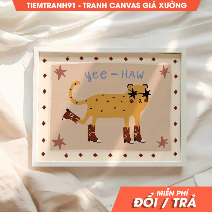 Tranh treo tường, Cowboy Cheetah, Eclectic Illustration Art, Bedroom , Animal Illustration, Nursery,