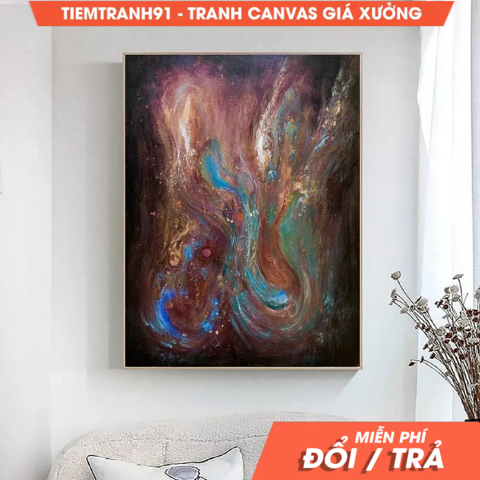 Tranh treo tường, Green Abstract Painting Blue Abstract Painting Original Abstract Painting Purple A